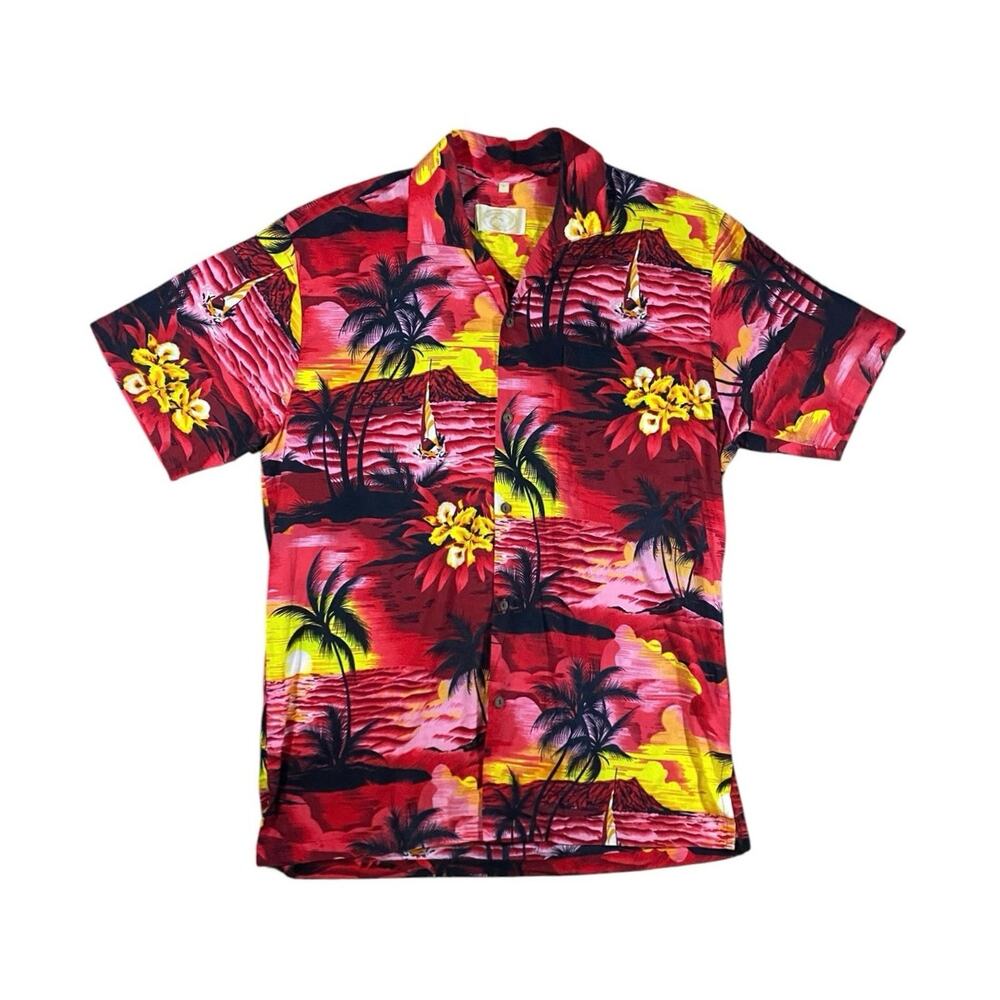 Vintage 90s Island Sunset Floral Hawaiian Shirt - L